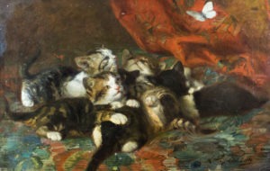 Kittens chasing a Butterfly  LEON-EUGENE LAMBERT