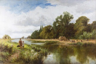 Haymaking by the Thames by HENRY HILLIER PARKER