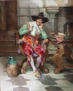 ALEX de ANDREIS, 1871-1939, “A Votre Santé” Oil on canvas, 28 x 22 inches, signed Cambridge Fine Art