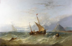 WILLIAM HENRY WILLIAMSON, 1820-1883, “St.Michael’s Mount” Oil on canvas, 26 x 40 inches, signed and dated 1864 Cambridge Fine Art