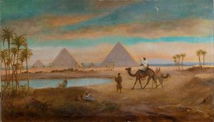 Evening near the Pyramids by FREDERICK GOODALL, R.A Cambridge Fine Art Gallery
