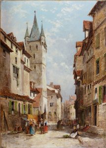 A Continental Town scene by WILLIAM GEORGE MEADOWS Cambridge Fine Art Gallery