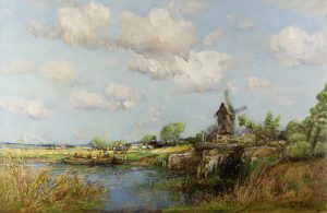 Haymaking on the Banks of the Great Ouse, Huntingdonshire by WILLIAM WATT MILNE Cambridge Fine Art Gallery