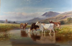 Cattle Watering by WILLIAM VIVIEN TIPPETT Cambridge Fine Art Gallery