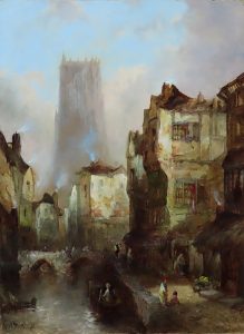 A Continental Town by ALFRED MONTAGUE Cambridge Fine Art Gallery