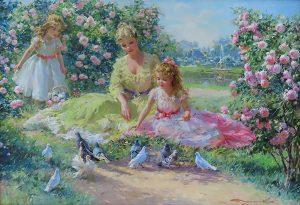 In the Park by the Fountain by KONSTANTIN RAZUMOV Cambridge Fine Art Gallery