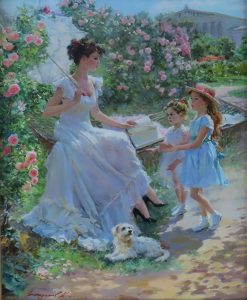 Reading in the Garden by KONSTANTIN RAZUMOV Cambridge Fine Art Gallery