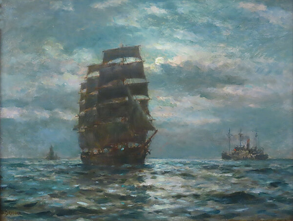 Shipping by Moonlight by BERNARD FINEGAN GRIBBLE Cambridge Fine Art Gallery