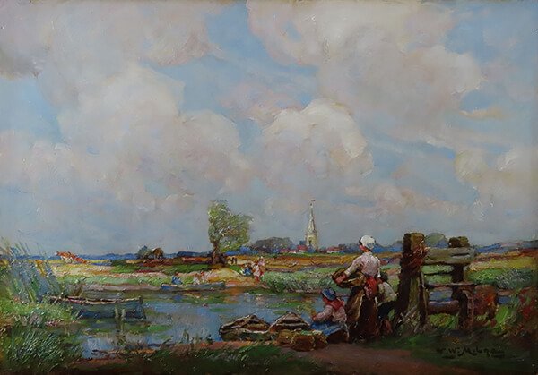 Waiting for the Ferry over the Ouse by WILLIAM WATT MILNE Cambridge Fine Art Gallery